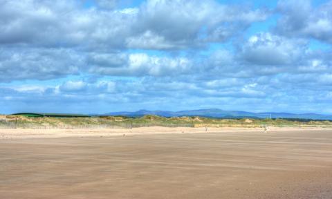 Deserted West Sands beach at St Andrews