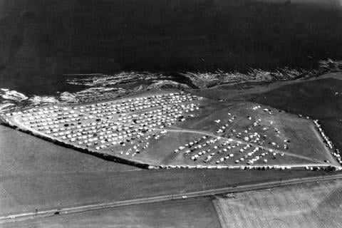 Old black and white photo of Kinkell Braes Caravan Site