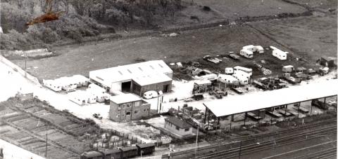 Old black and white photo of Abbeyford head office in Pensarn