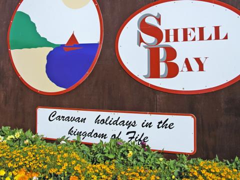 Old photo of Shell Bay Caravan Park sign