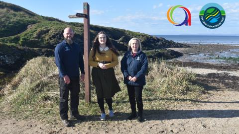 Our picture shows (from left): Michael Brown from FCCT, Hannah Gordon from Abbeyford Leisure, and Carol May from FCCT on the Fife Coastal Path at Elie Holiday Park.