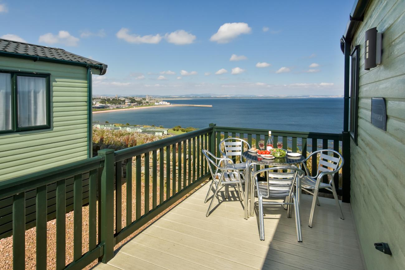 holiday home decking with sea view