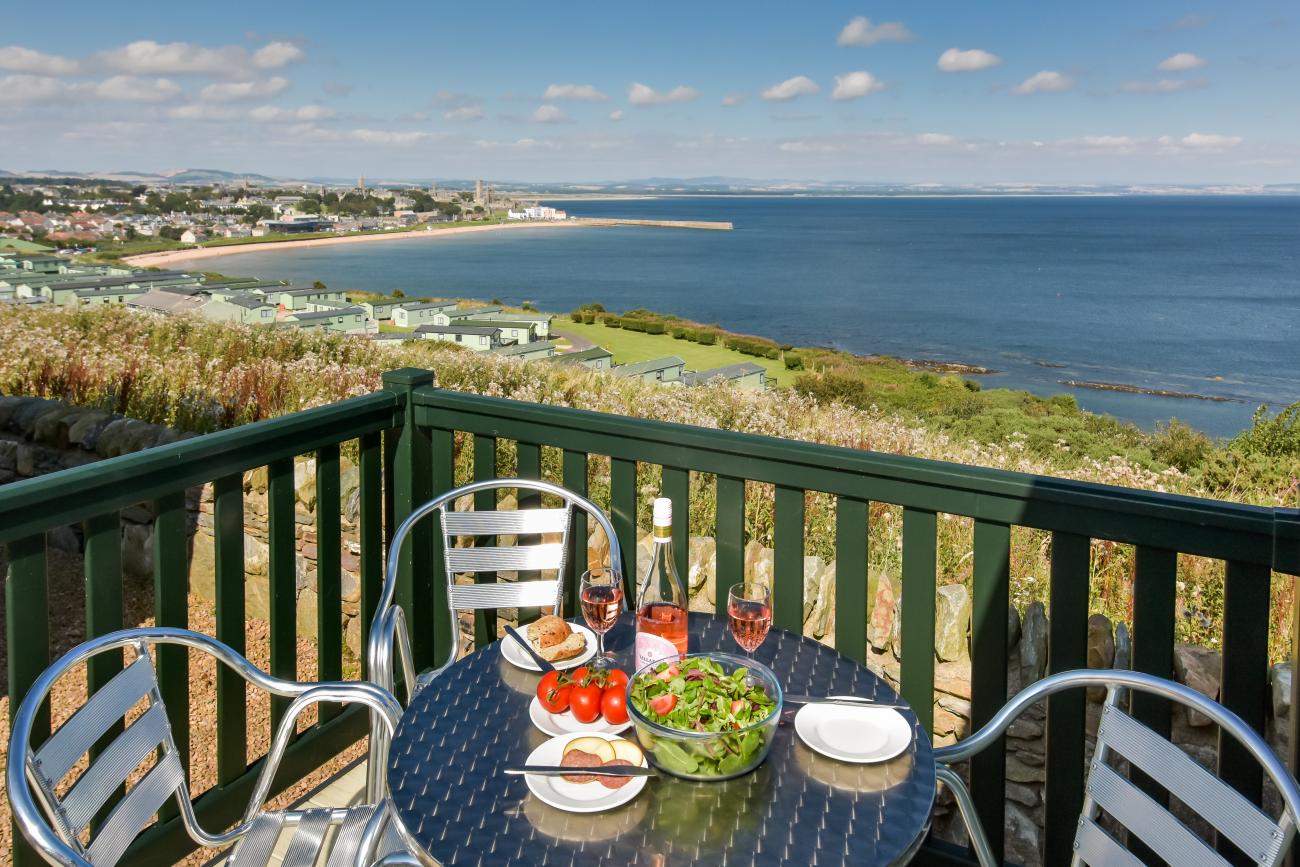 holiday home decking with sea view