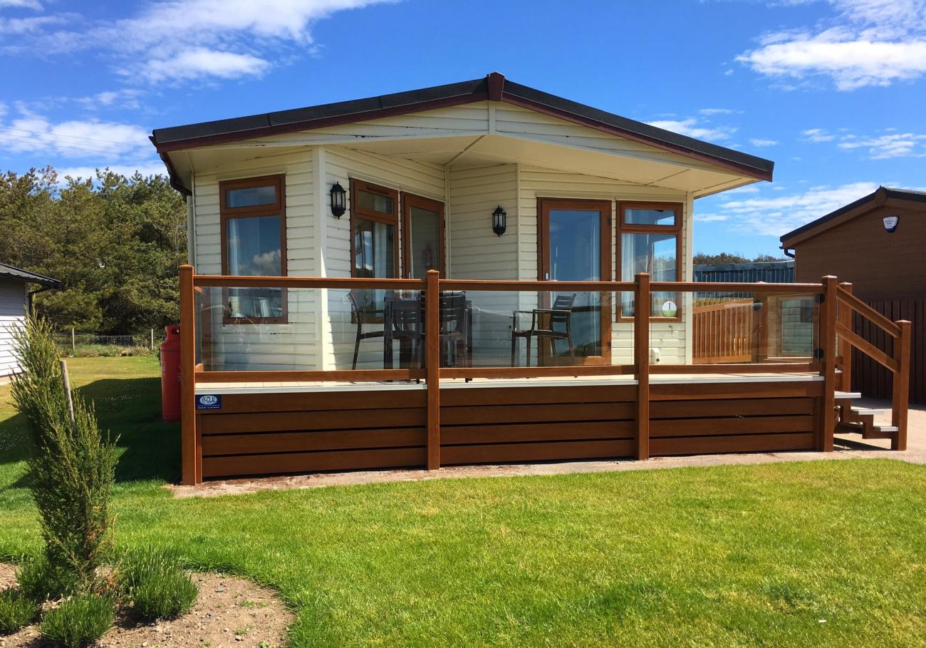 Accessible lodge with ramped decking