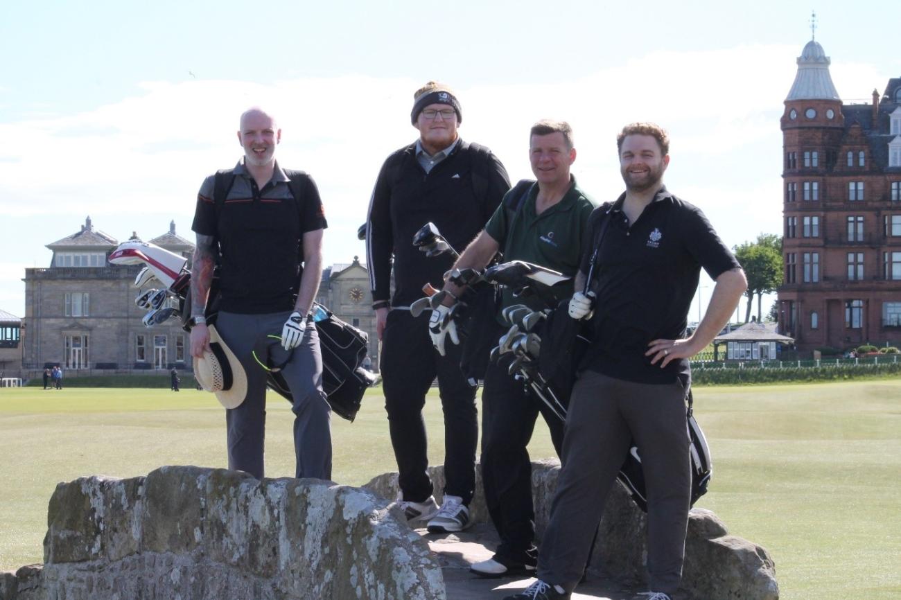 Geoff Little and team at Swilken Bridge, St Andrews