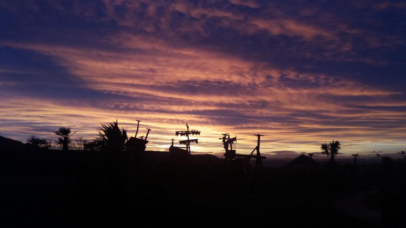 The Robinson Crusoe Adventure Park at sunset