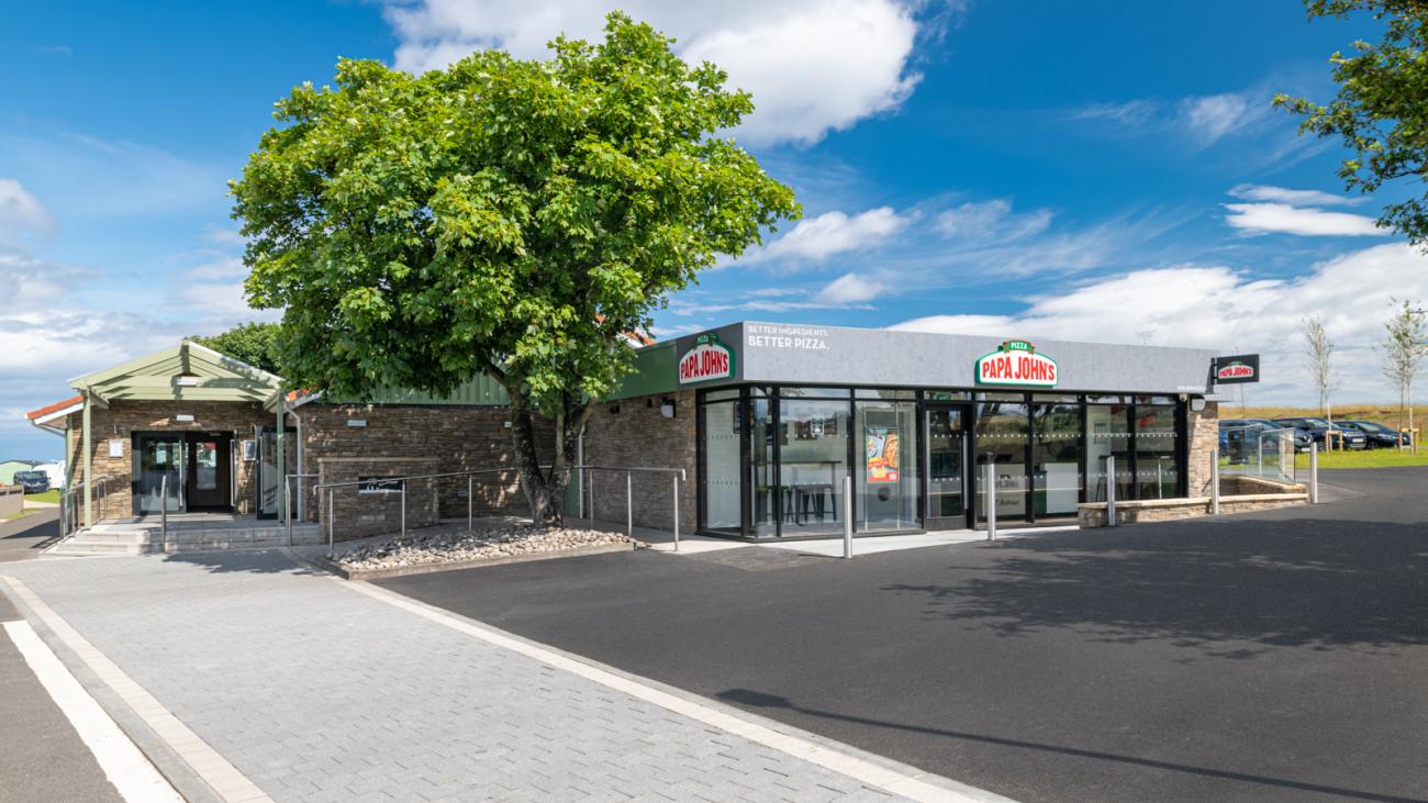 Papa Johns Store exterior at St Andrews Holiday Park