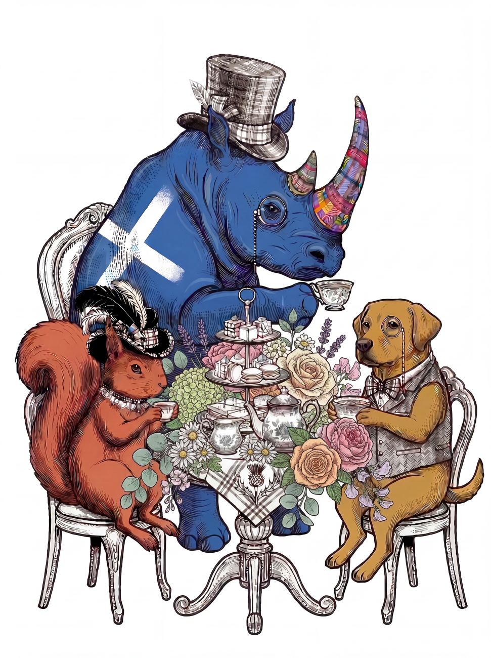 Hamish and his friends having High Tea Kincraig View