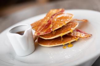 Bacon and Maple Syrup Pancake Stack