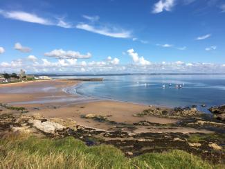 East Sands Beach near St Andrews Holiday Park on a sunny day