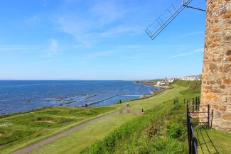 St Monans Windmill and tidal pool on the Fife Coastal Path