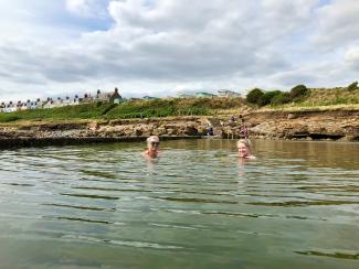 Ladies wild water swimming in St Monans tidal pool