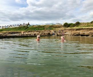 Ladies wild water swimming in St Monans tidal pool