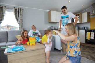 Family in holiday home