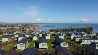 Aerial view of Castaway Sands holiday homes at St Andrews Holiday Park