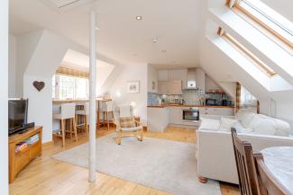 Red Squirrel Apartment - open plan living with courtyard and countryside views