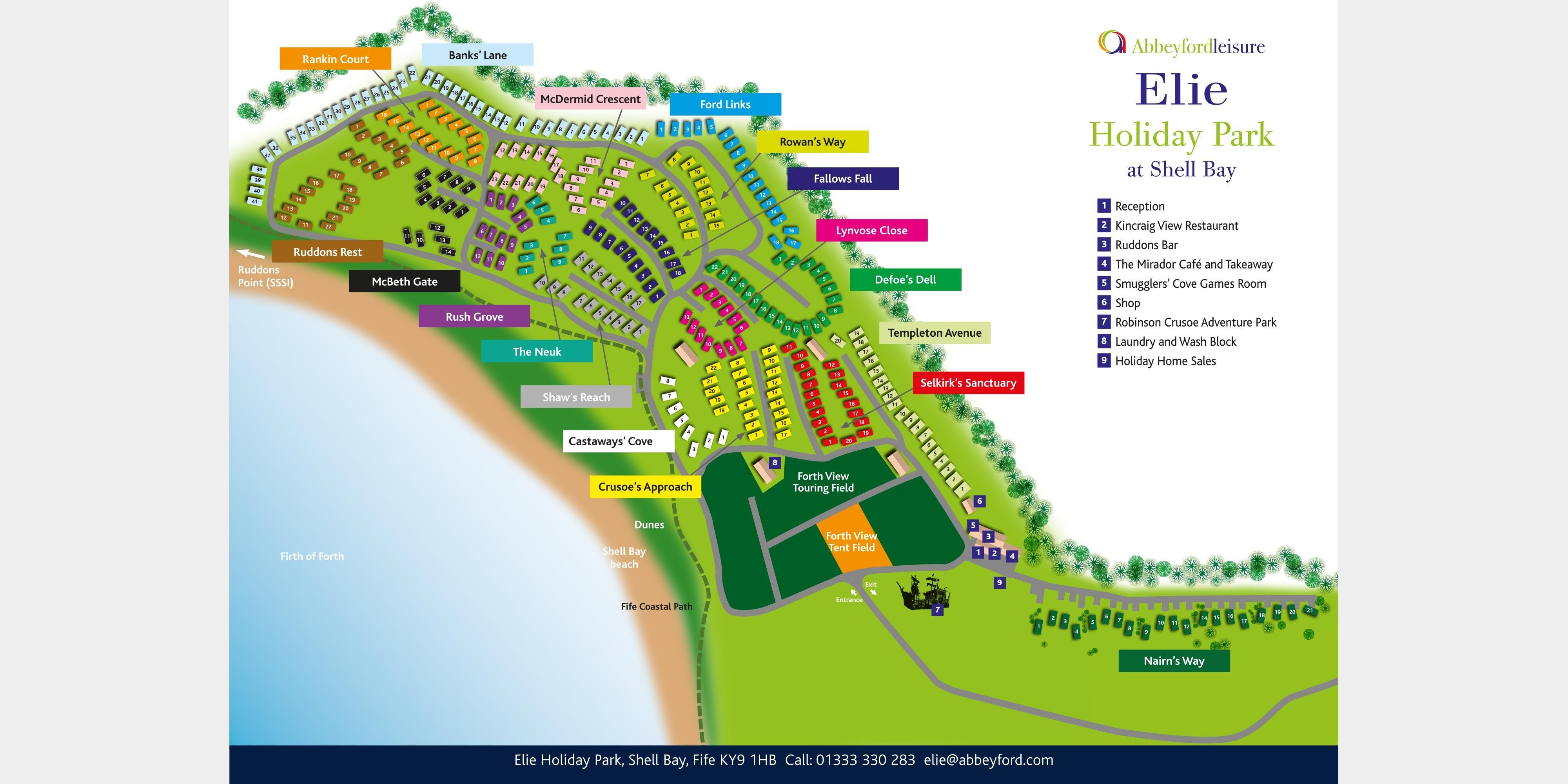 Elie Holiday Park - Main Map