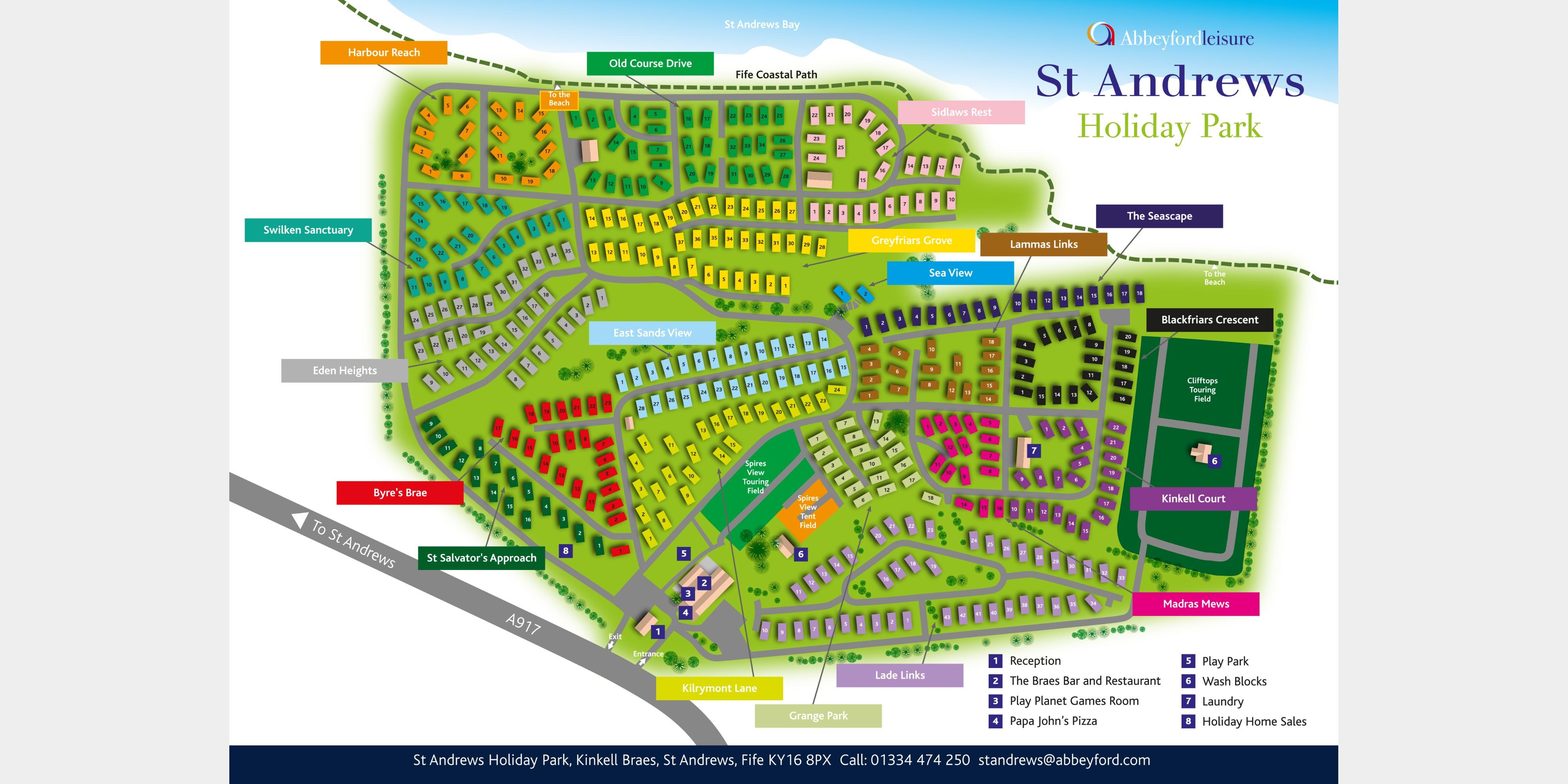 St Andrews Holiday Park - Main Map